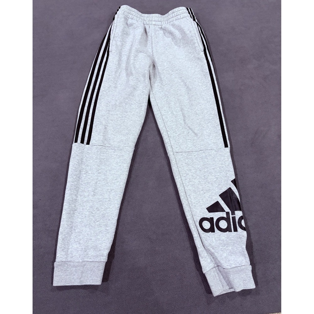 Adidas Jogger Pants Womens L (14-16) Heather Gray Fleece Lined Tapered Leg‎